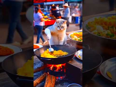 #cat making food🥰🥰💙 #trendingshorts #yutube #viralshorts #😍😍😍💛💙