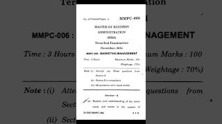 MBA Question paper | Dec 2024 | MMPC006 | Marketing Mangement  #shorts #ignou #mba #mmpc #sem1
