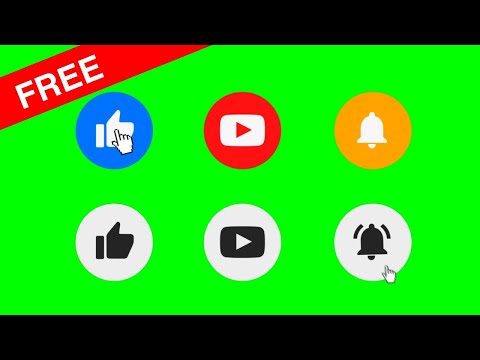 Like Subscribe and Bell icon video green screen, transparent background