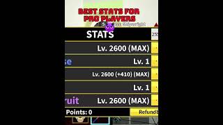 BEST STATS FOR PRO PLAYERS 😈 #bloxfruits #bloxfruit #roblox #shorts