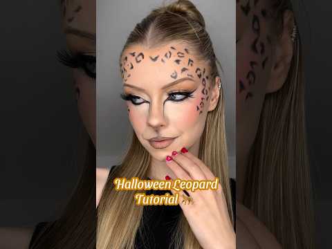 Leopard Halloween makeup🐆 #halloweenmakeup #makeup #leopardmakeup #shorts #viral #halloween