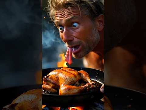 The gluttonous man cooks the chicken and eats it #shorts #ytshorts #aistory