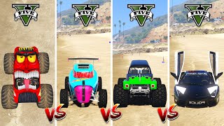 MONSTER JAM TRUCK vs HOT WHEELS vs MONSTER TRUCK vs POLICE CAR LAMBORGHINI in GTA 5 - WHICH IS BEST?