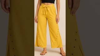Yellow Wrap Trouser Cutting Design | Mirror Work Palazzo Pants | Suit Pant Design 2025 #shorts
