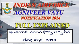 INDIAN AIR FORCE AGNIVEER VAYU NOTIFICATION 2024 | INTERMEDIATE JOBS| LATEST JOBS | GOVT | CENTRAL