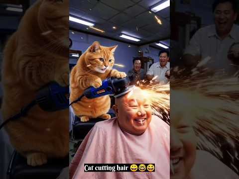 # Cat cutting hair##funnyshorts #yutube#trendingshorts 🤓😀😆viral video##😆🤓😆