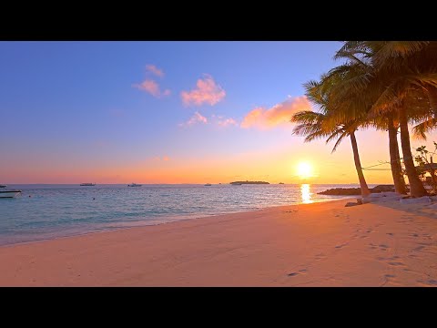 Gentle Waves on The Luxury Beach in Maldives. Ocean Ambience 4K
