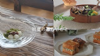 【暮らしのvlog】自家製ツナの贅沢ツナメルト/ 新生姜の甘酢漬で爽やかごはん/お手製和風パフェ〜ハーブの活躍する季節vol1〜　まぁさんの台所　5月 前篇