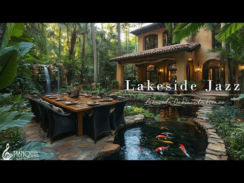 Tranquill Jazz In Lakeside Retreat | Outdoor Spring Coffee Shop Ambience With Nature Therapy