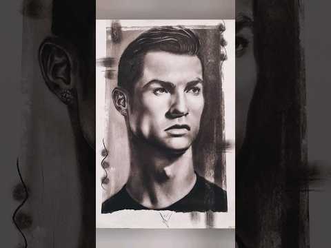 Cristiano Ronaldo charcoal portrait painting #cristianoronaldo #charcoaldrawing #portrait #ronaldo