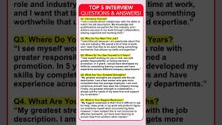 TOP 5 INTERVIEW QUESTIONS & ANSWERS! (How to ANSWER COMMON INTERVIEW QUESTIONS!) #jobinterview