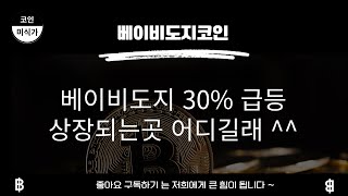 베이비도지코인 초특급대형호재 ! 글로벌 탑 10거래소 신규상장 ! 어디길래 벌써 30% 급등이야 ?