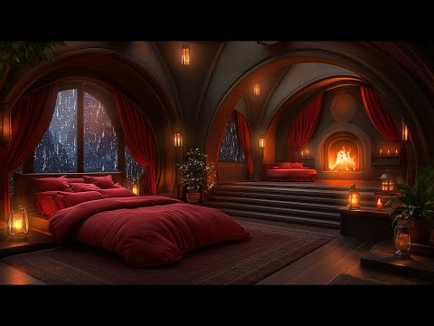 Thunderstorm Haven - Cozy Fireplace Rainy Night in a Majestic Castle Bedrooom - 12 Hours of Bliss