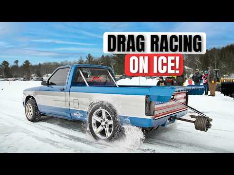 Drag Racing ON ICE with HomeMade Studded Tires (3,000 screws PER TIRE!)