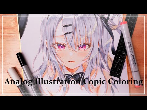 【Analog】オリジナルキャラクター『冬佳』バニー衣装イラストメイキング【Alcohol Marker】