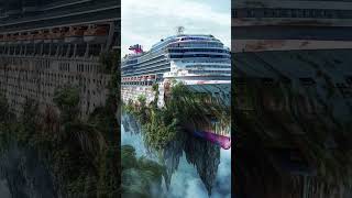 @Wonders of sea and land in the mysterious mountains! A huge ship on a cliff.