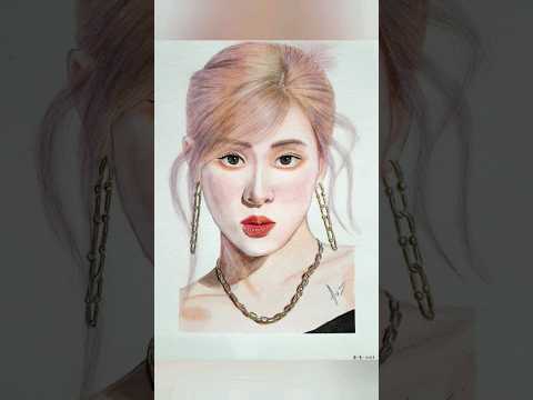 Rosé 🖤💗 transition...#watercolorportraitpainting