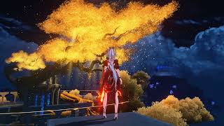 Changli Mod flies around the beautiful glowing tree, beautiful scene