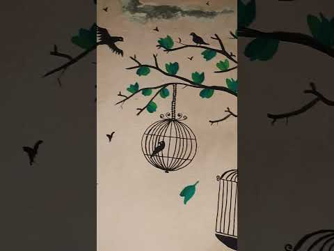 wall painting part 2 🥰 birds 🐦🐦#art #painting #drawing