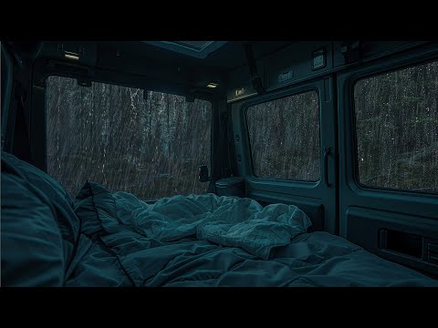 10 Hours⚡️Rainy Forest Night in a Cozy Camping Car | ASMR for Deep Sleep & Goodbye Insomnia