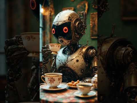 A Robot Tea Party #aigeneration #aishowcase #robots #teaparty #steampunk
