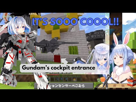 Pekora Feels So Proud Watching Kanata Go Crazy Over Her Gundam Gift! [Hololive] [Minecraft]