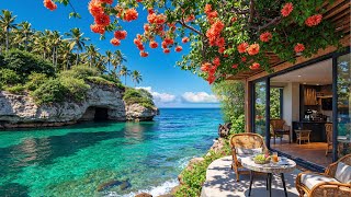 🌺 Secret Floral Beach Café | Smooth Morning Jazz & Ocean Ambience for Focus, Chill & Relaxation