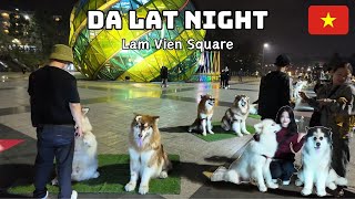 Night walk in DA LAT - Lam Vien Square | Vietnam Walking Tour 4K