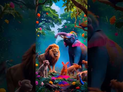 Animals Holi celebration 🎉 #shorts #aishorts #holi #HoliCelebration #holi2025 #aistoryvidio