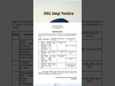🔥ये क्या किया SSC ने 🤔SSC Imp Notice - Rescheduled 2024 Exams 📚