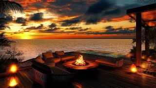 Tropical Beachside Paradise | Relaxing Jazz Music & Sound of Ocean Waves for Summer Evenings