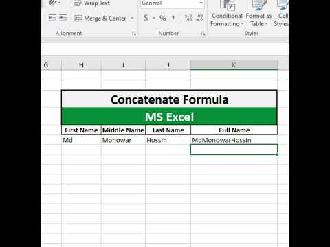 MS Excel - Concatenate Formula | Combine Formula #excelbasics #excel #excelformula #googlesheets