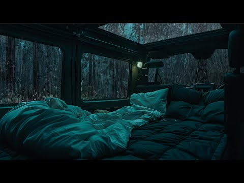 10 Hours⚡️Rain on Camping Van Window in Forest | Instantly Fall Asleep & Beat Insomnia | ASMR