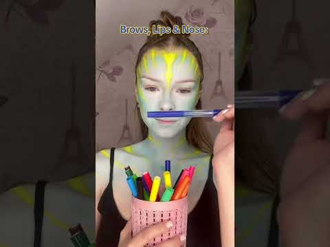 Part 2: Pens choose my Avatar Makeup! 🎨 #makeup #avatarmakeup #creativemakeup #trends #shorts