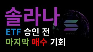 [솔라나 호재] 지금이 ETF 승인 전 마지막 SOL 매수기회입니다