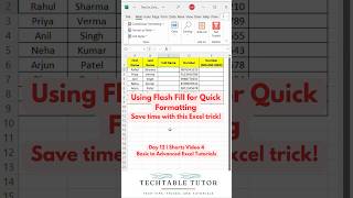 Excel Flash Fill for Quick Formatting ⚡ : Excel Tutorial Day 12, Video 4 #excel #excelshorts