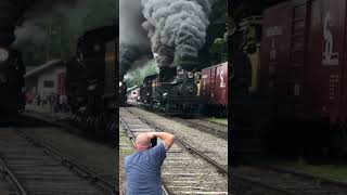 5 Steam Locomotives Pass In A Row!  Unusual Steam Locomotives Make Black Smoke, Cass West Virginia!