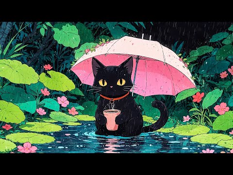 Rainy Forest Night ☔ Lofi Cat Music ☔ Rainy Lofi To Melt Away Stress ☔ Dreamhop Music