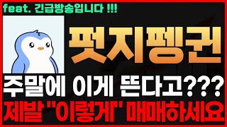 [펏지펭귄 코인] 긴급! 주말에 이게 뜬다고??? 제발 "이렇게" 매매하세요 펏지펭귄코인전망 펏지펭귄코인시세 펏지펭귄코인목표가 펏지펭귄