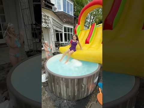 I built a waterpark in our garden #jonathanjoly #shorts #pool ￼￼