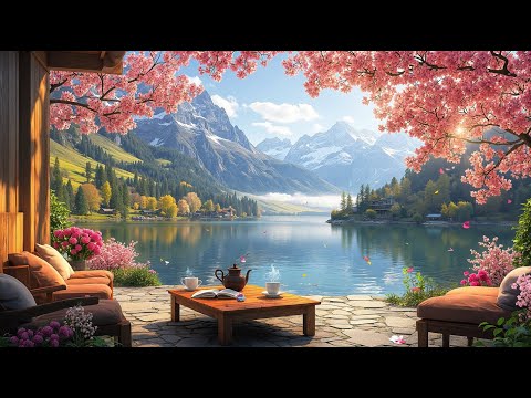 Spring Porch Ambience & Smooth Jazz Music 🎶🌸 – Relaxing Cozy Vibes by the Lake 🌊