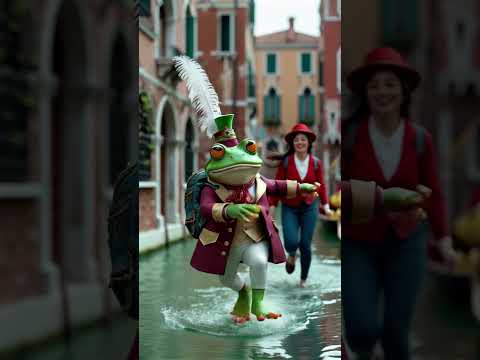 Venice Carnival 2025. Frog's love. How could I love her?!  #funny #cat #respect #aiart #frog #mask