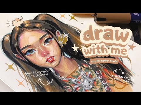 drawing using acrylic markers in a week, w/Arrtx ☆