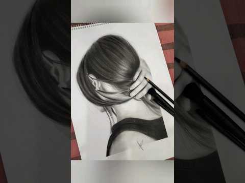 Drawing Realistic hair with charcoal #shorts #realistic #hair #drawing #charcoal