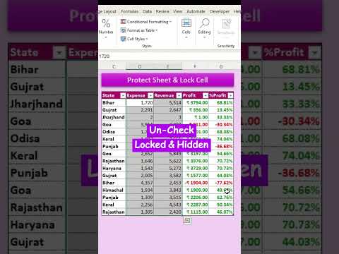 Excel Sheet Protect & Formula Hide #exceltech #advancexcel #excelgyan