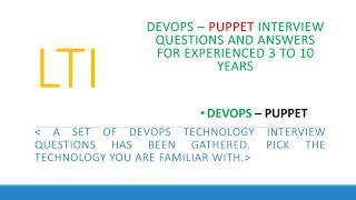 LTI Devops - Puppet Interview Questions and Answers for 3 to 10 yrs experienced #devops #puppet