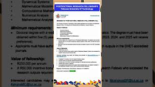 #POSTDOCTORAL RESEARCH FELLOWSHIPS#Tshwane University of Technology#Higher Mathematics#students#2025