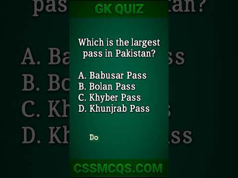 Which is the largest pass in Pakistan? #shorts #quiz#mcq #css #short