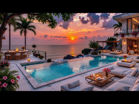 Upbeat Bossa Nova Jazz Music & Ocean Waves at Beach Resort Ambience for Relax, Study, Work