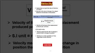 Velocity Formula | Definition of Velocity | velocity | physics | formula | displacement | shorts